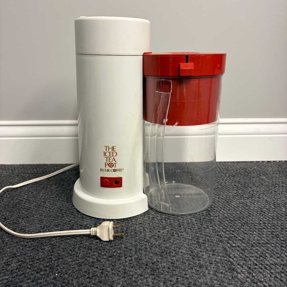 Vintage Mr. Coffee The Iced Tea Pot Electric Brewer White Red TM1 2-Quart
